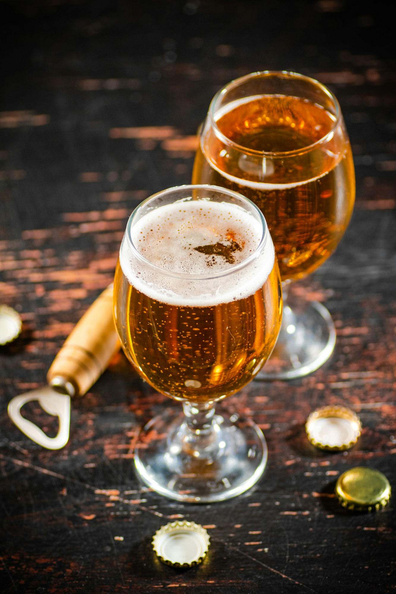 Glasses with fresh beer.